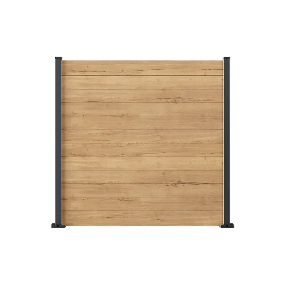 Lame de clôture pour pose emboîtée en aluminium décor chêne Neva Klikstrom, L.179,8 x H.15,5 x ép.2,1 cm
