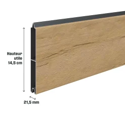 Lame de clôture pour pose emboîtée en aluminium décor chêne Neva Klikstrom, L.179,8 x H.15,5 x ép.2,1 cm