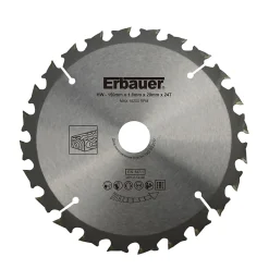 Lame de scie circulaire Bois Erbauer Ø150 x20/16/12,75/10 coupe grossière 24 dents