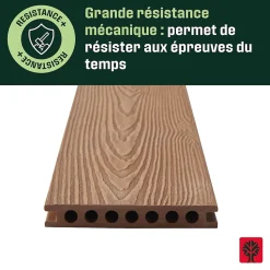 Lame de terrasse composite à clipser marron clair Neva Klikstrom L. 300 cm x l. 14,5 cm