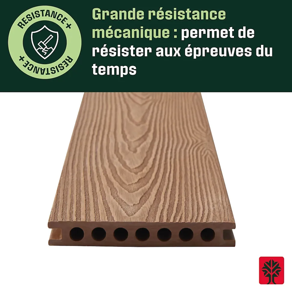 Lame de terrasse composite à clipser marron clair Neva Klikstrom L. 300 cm x l. 14,5 cm
