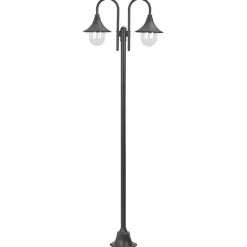 Lampadaire de jardin - vidaXL - 220 cm - Aluminium - 2 lanternes - Bronze