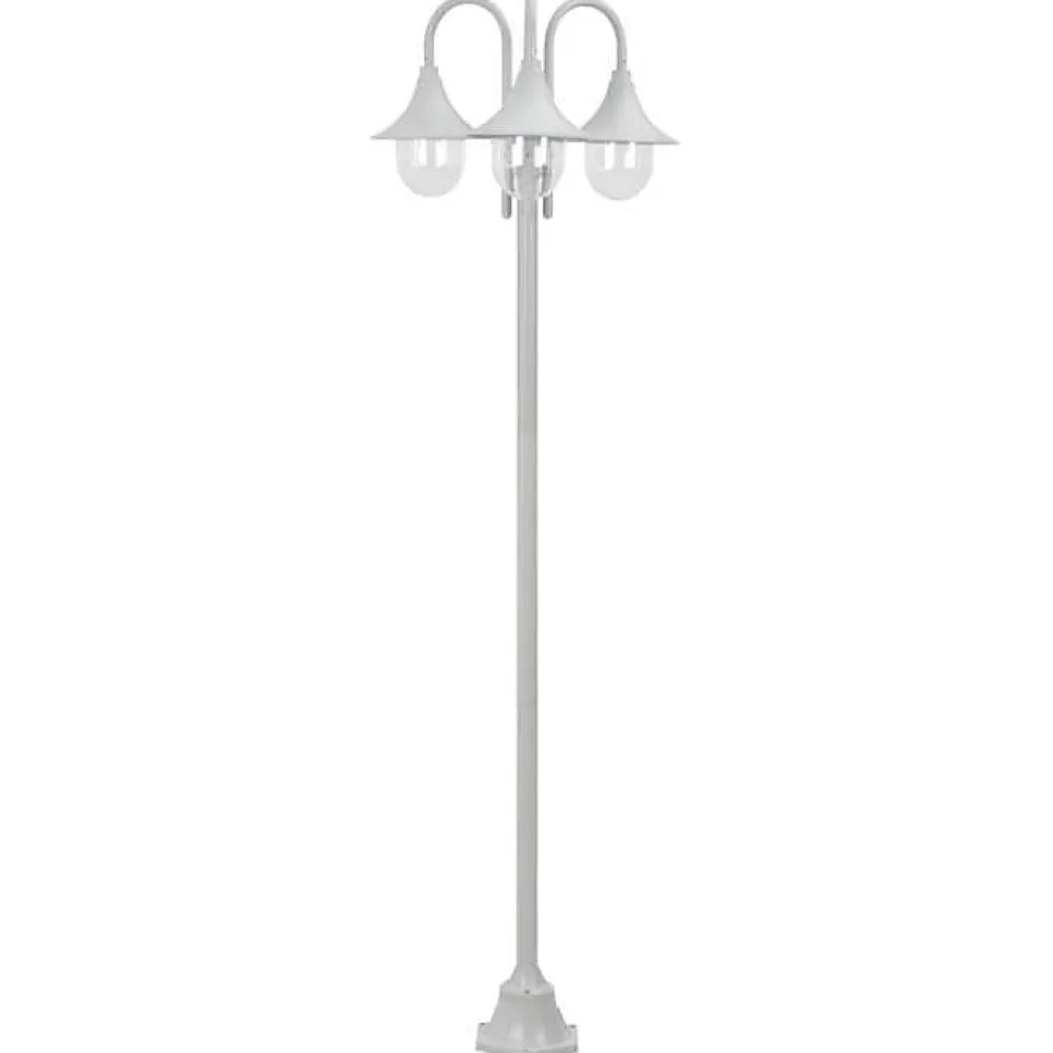 Lampadaire de jardin - vidaXL - 220 cm - Aluminium - 3 lanternes - Blanc