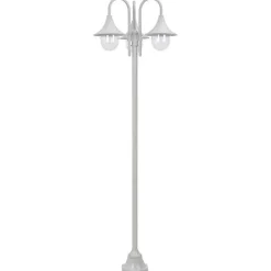 Lampadaire de jardin - vidaXL - 220 cm - Aluminium - 3 lanternes - Blanc