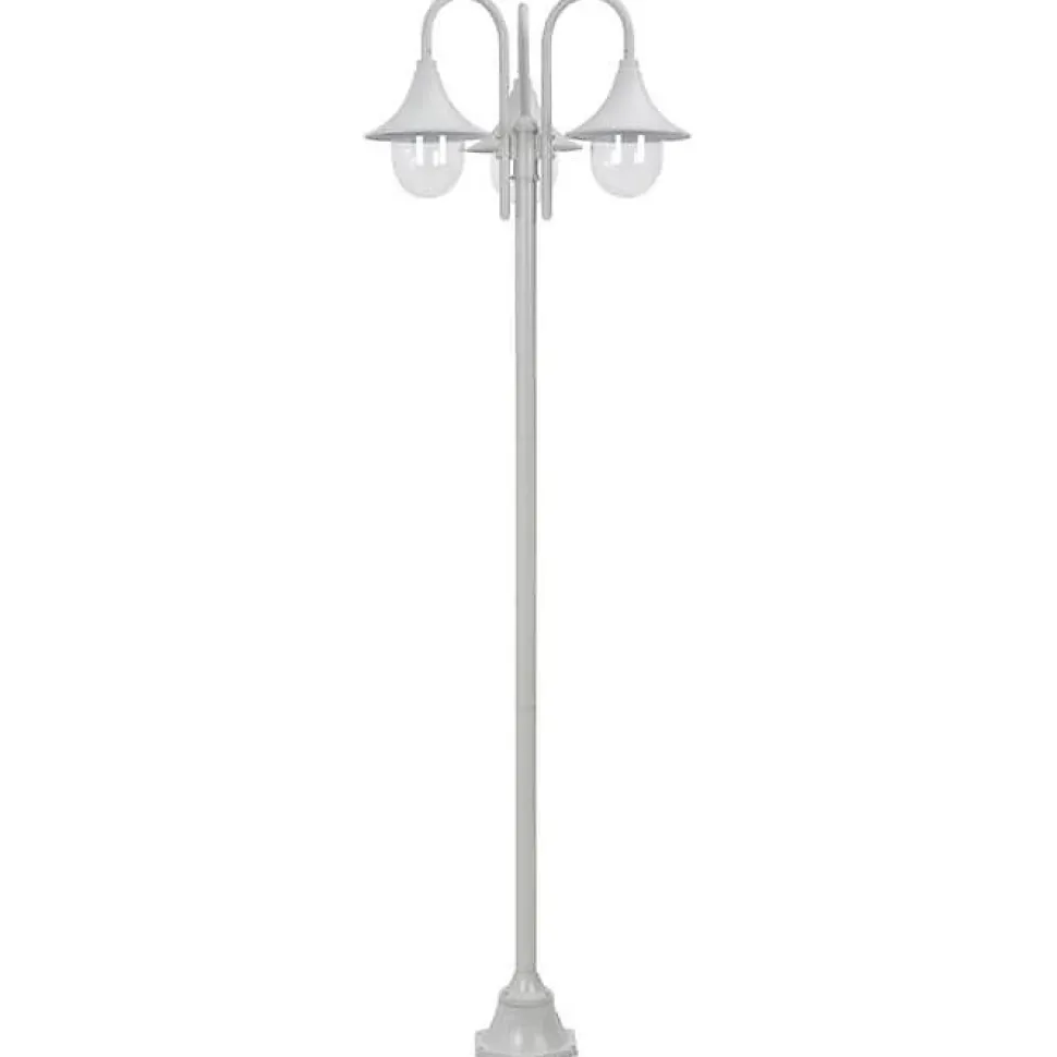 Lampadaire de jardin - vidaXL - 220 cm - Aluminium - 3 lanternes - Blanc