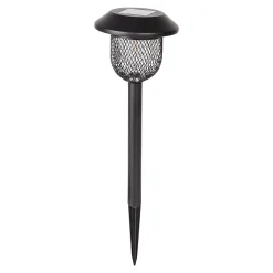 Lampe à piquer d'extérieur solaire LED intégrée métal noir IP44 0.2W blanc chaud