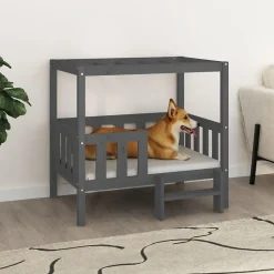 Lit pour chien Gris 95,5x73,5x90 cm Bois de pin solide