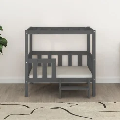 Lit pour chien Gris 95,5x73,5x90 cm Bois de pin solide