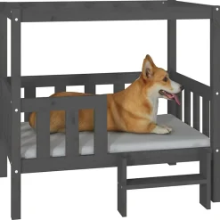 Lit pour chien Gris 95,5x73,5x90 cm Bois de pin solide