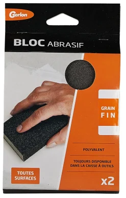 Lot 2 blocs abrasifs grain fin L.11 x l.19 x ep 3 cm