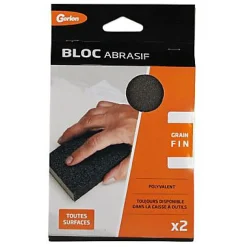 Lot 2 blocs abrasifs grain fin L.11 x l.19 x ep 3 cm