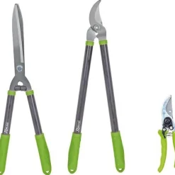 Lot 3 outils de jardinage coupants : secateur 8 + cisaille haies + coupe branches