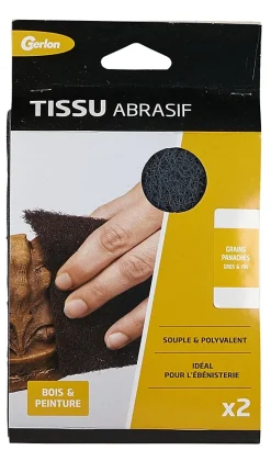 Lot 2 tissus abrasif bois et peinture grains panachés gros et fin Gerlon