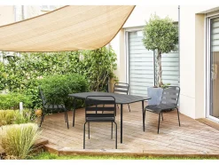Lot de 4 chaises de jardin en métal empilables "Bilbao" Gris