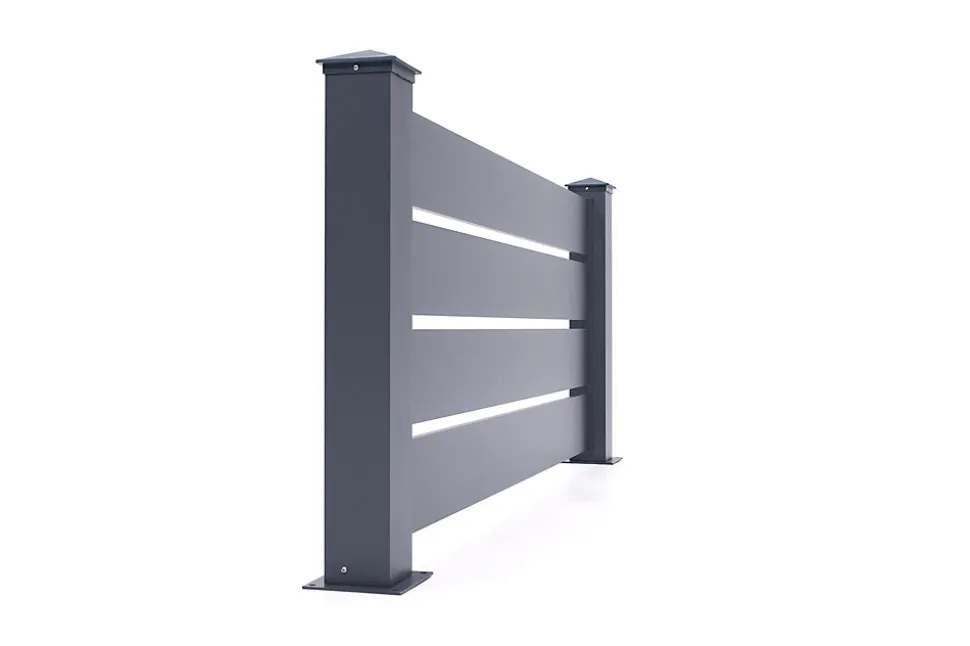 Lot de 3 clôtures aluminium 1,9m VOGEL H.90cm gris