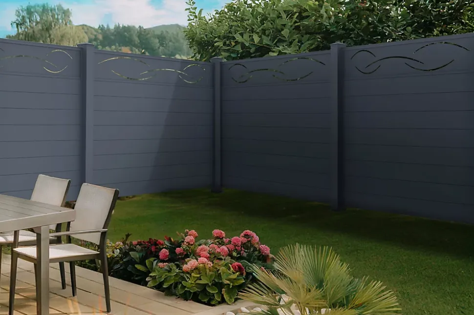 Lot de 2 clôtures aluminium 1,9m LIFE H.170cm gris