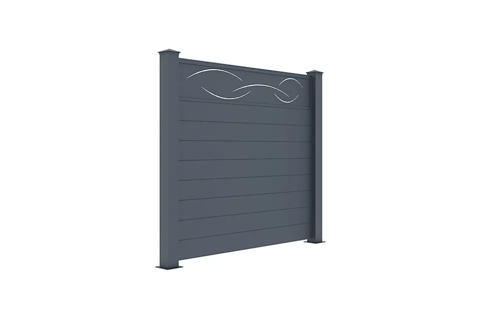 Lot de 2 clôtures aluminium 1,9m LIFE H.170cm gris
