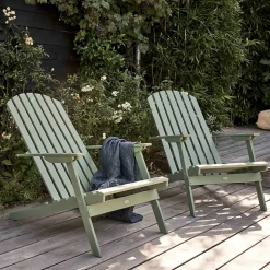 Lot de 2 fauteuils pliant inclinables en bois d'eucalyptus vert cactus Oviala