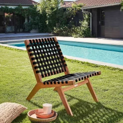 Lot de 2 fauteuils relax en bois d'eucalyptus noir Oviala