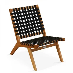 Lot de 2 fauteuils relax en bois d'eucalyptus noir Oviala