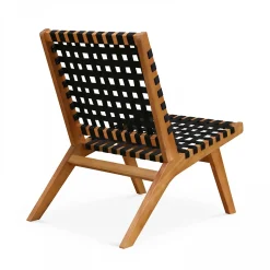 Lot de 2 fauteuils relax en bois d'eucalyptus noir Oviala