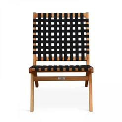 Lot de 2 fauteuils relax en bois d'eucalyptus noir Oviala