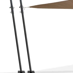 Lot de 2 mâts de fixation réglables pour voile d'ombrage H.220 CM poteaux et bases acier