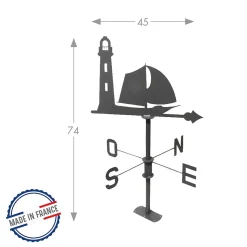 Louis Moulin Girouette voilier anthracite - 45x74cm - Acier époxy