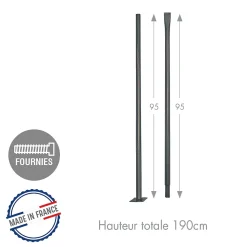 Louis Moulin Mât fixation dans le sol anthracite - 190 cm - Acier époxy