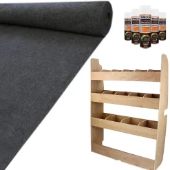 11m² Doublure Intérieure Feutre Gris Anthracite & Rangement MDF pour Ford Transit Custom SWB