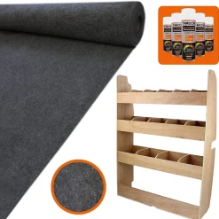 11m² Doublure Intérieure Feutre Gris Anthracite & Rangement MDF pour Ford Transit Custom SWB