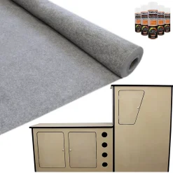 11m² Doublure Intérieure Feutre Gris Foncé & Unité de Cuisine MDF pour Campervan