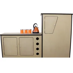 11m² Doublure Intérieure Feutre Gris Foncé & Unité de Cuisine MDF pour Campervan
