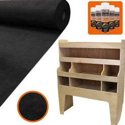 11m² Doublure Intérieure Feutre Noir & Rangement MDF pour VW Transporter
