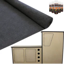 11m² Doublure Intérieure Feutre Gris Anthracite & Unité de Cuisine MDF pour Campervan
