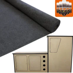 11m² Doublure Intérieure Feutre Gris Anthracite & Unité de Cuisine MDF pour Campervan