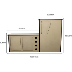 11m² Doublure Intérieure Feutre Argenté & Unité de Cuisine MDF pour Campervan
