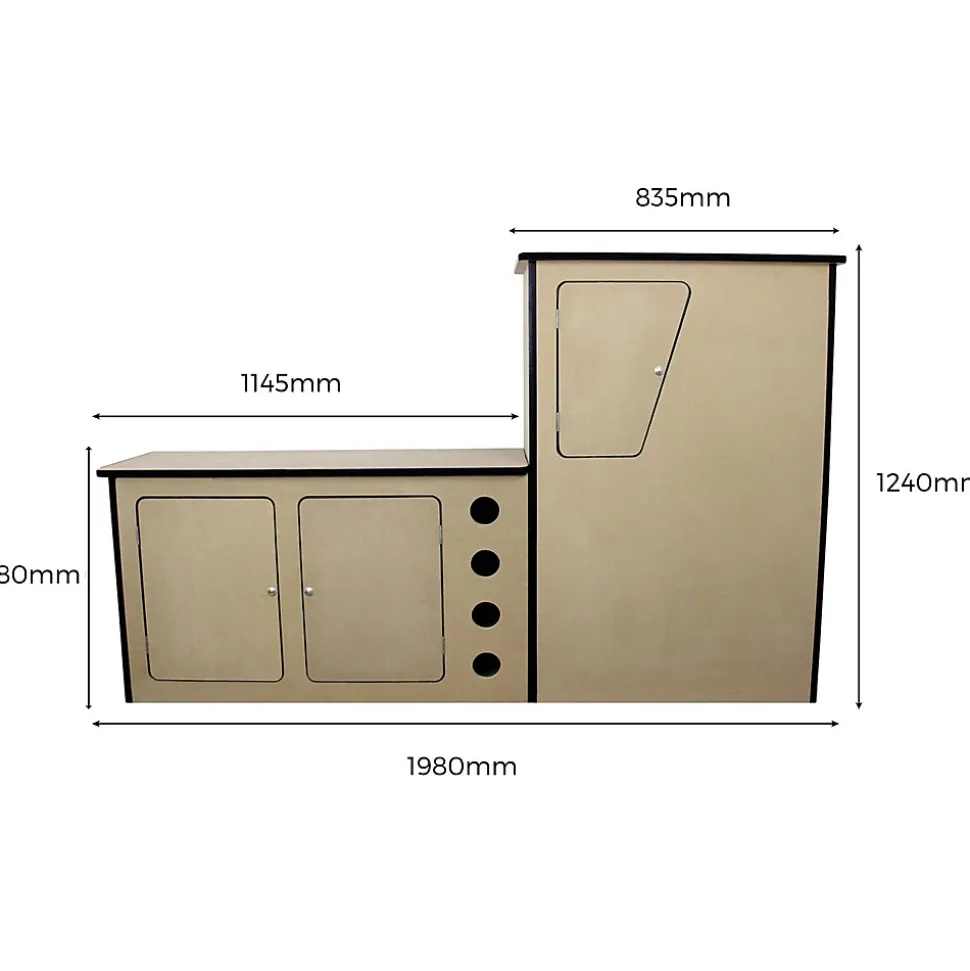 11m² Doublure Intérieure Feutre Argenté & Unité de Cuisine MDF pour Campervan