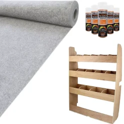 11m² Doublure Intérieure Feutre Gris Argenté & Rangement MDF pour Ford Transit Custom SWB