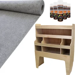 11m² Doublure Intérieure Feutre Gris Foncé & Rangement MDF pour VW Transporter