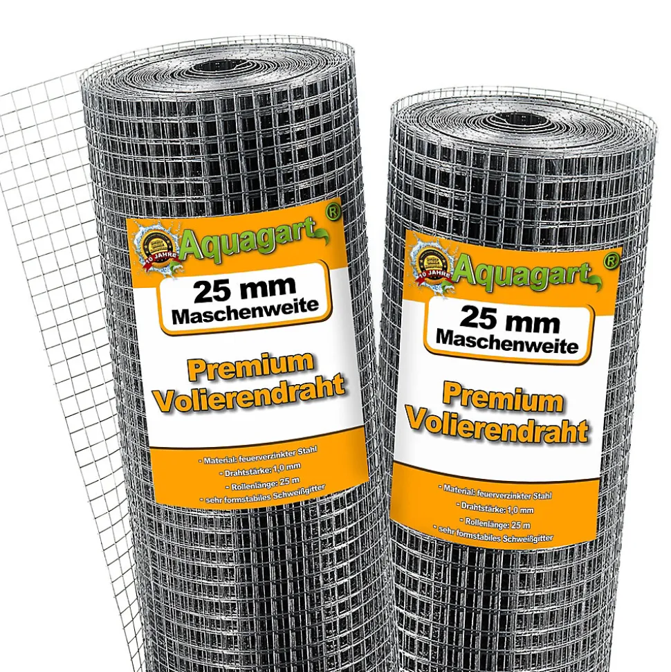 100m x 1 m grillage pour volière, grille métallique, grillage soudé 25mm Aquagart