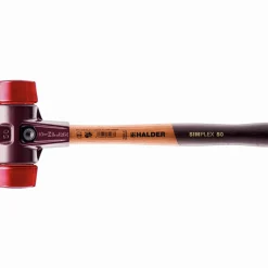 Maillet HALDER SIMPLEX embouts plastique rouge, boîtier fonte malléable, manche bois D30 mm - 3006.030