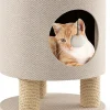 Maison de Chat 3 en 1 avec Griffoirs Balle en Peluche Arbre à Chat Transformable en Tabouret/Pouf