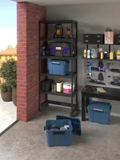 Malle de rangement 40 L Keter Scuba bleu et noir avec couvercle l.49,2 x H.49,5 x P.39 cm vendue par 3 pièces