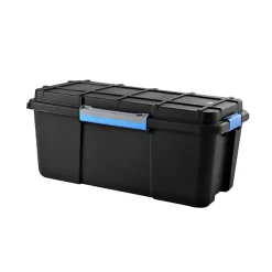Malle de rangement 80 L Keter bleu et noir avec couvercle