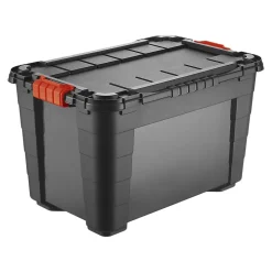 Malle de rangement 60 L noire avec couvercle, Tontarelli OPP