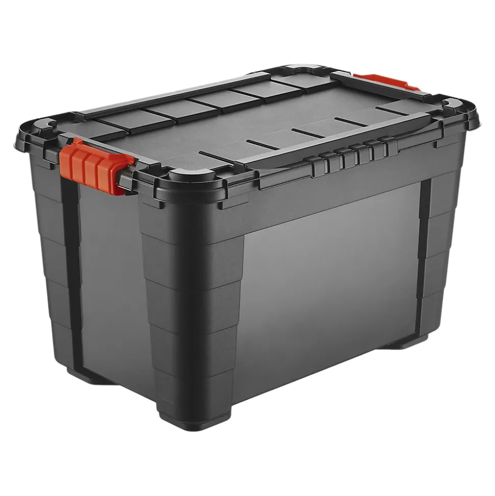 Malle de rangement 60 L noire avec couvercle, Tontarelli OPP