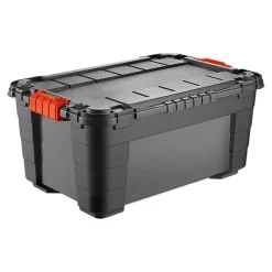 Malle de rangement 40L noire avec couvercle, Tontarelli