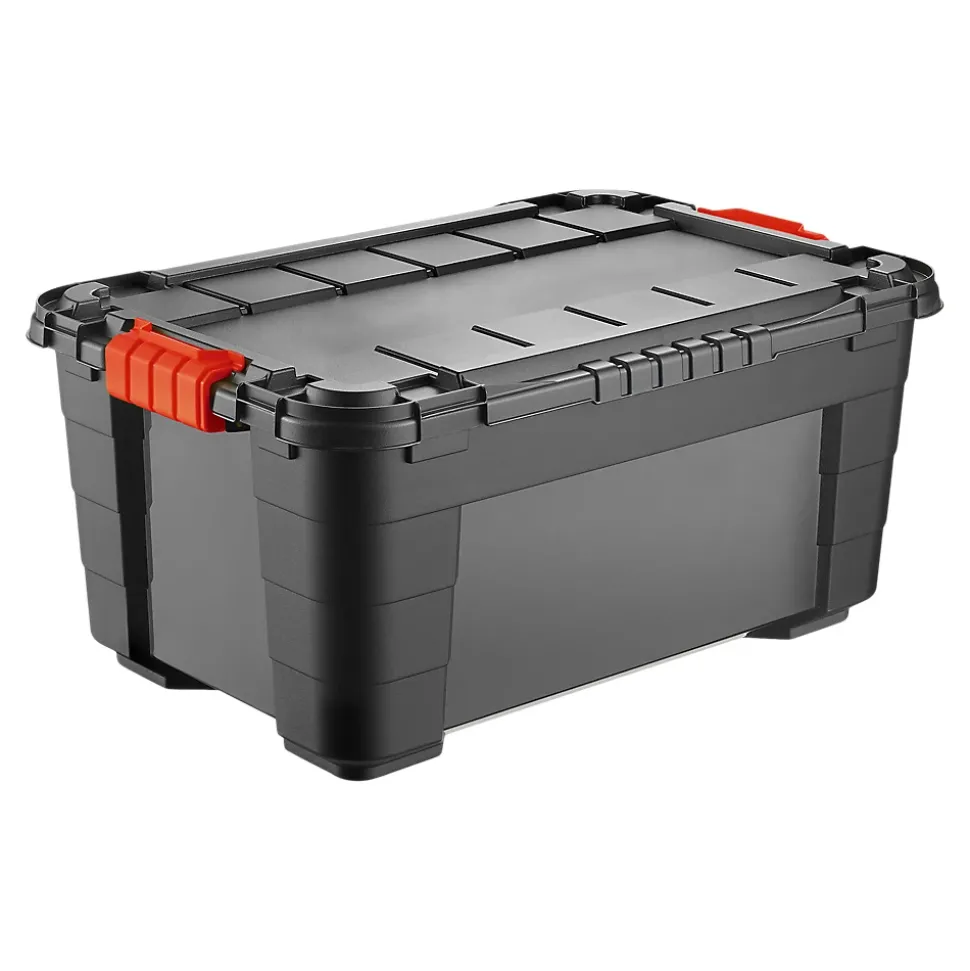 Malle de rangement 40L noire avec couvercle, Tontarelli