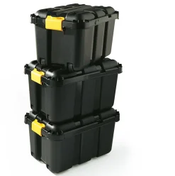 Malle de rangement 49L Skyda Form noir avec couvercle vendue par 3 pièces